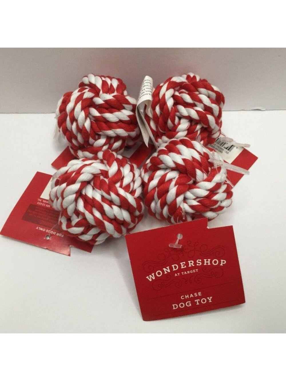 Wondershop Braided Ball Dog Toy Chew Red Set 4